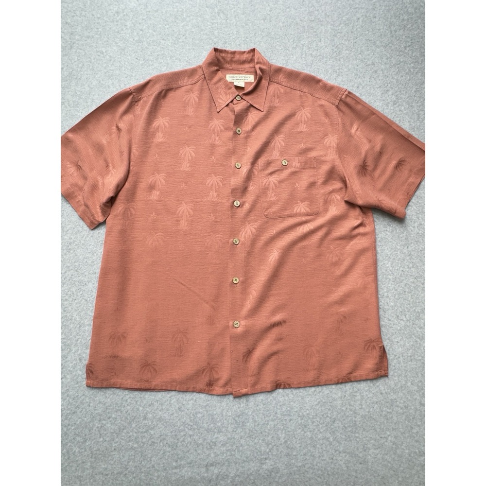 Island Republic Shirt Mens Extra Large Salmon Silk Casual Tropical Coastal Beach
